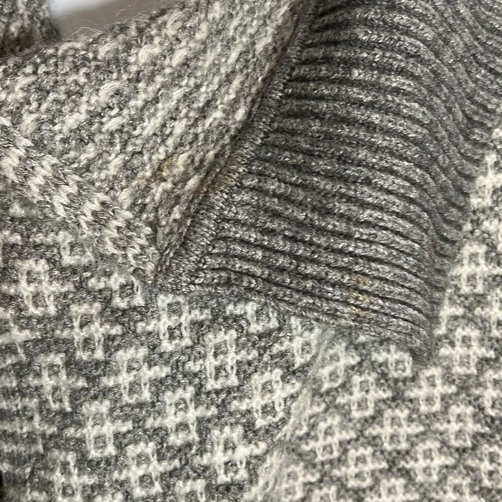 LOFT Women's Geometric Long Sleeves Shawl Lapel Open Front Cardigan Gray Medium - Picture 3 of 7